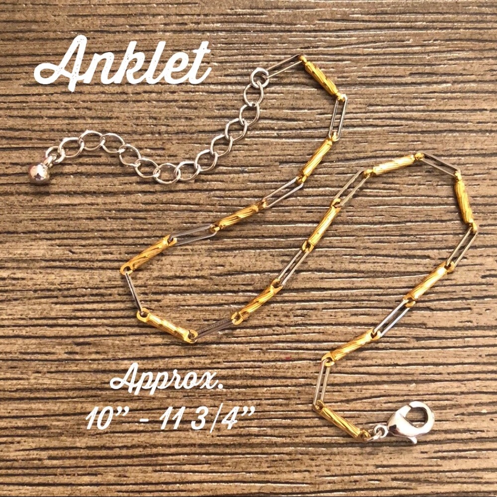 Goldtone & Silvertone Metal Link Anklet